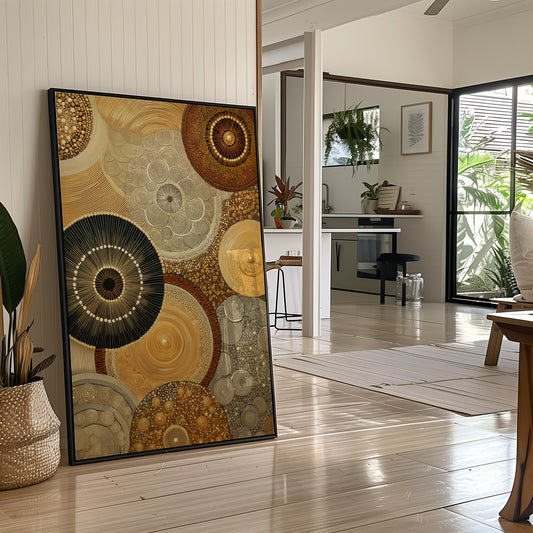 Celestial Circles Dance In Gold