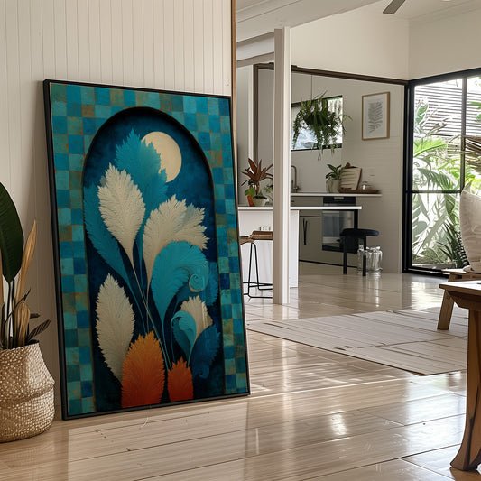 Moonlit Feathers Dance In Turquoise