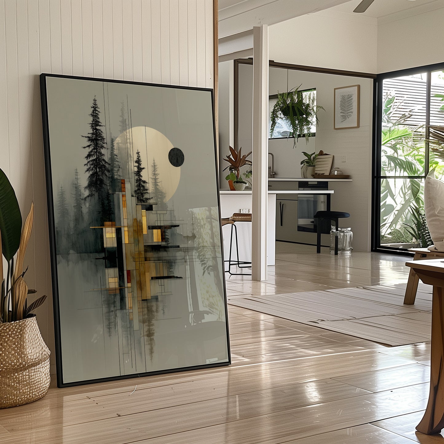 Geometric Pines Meet Rising Moon