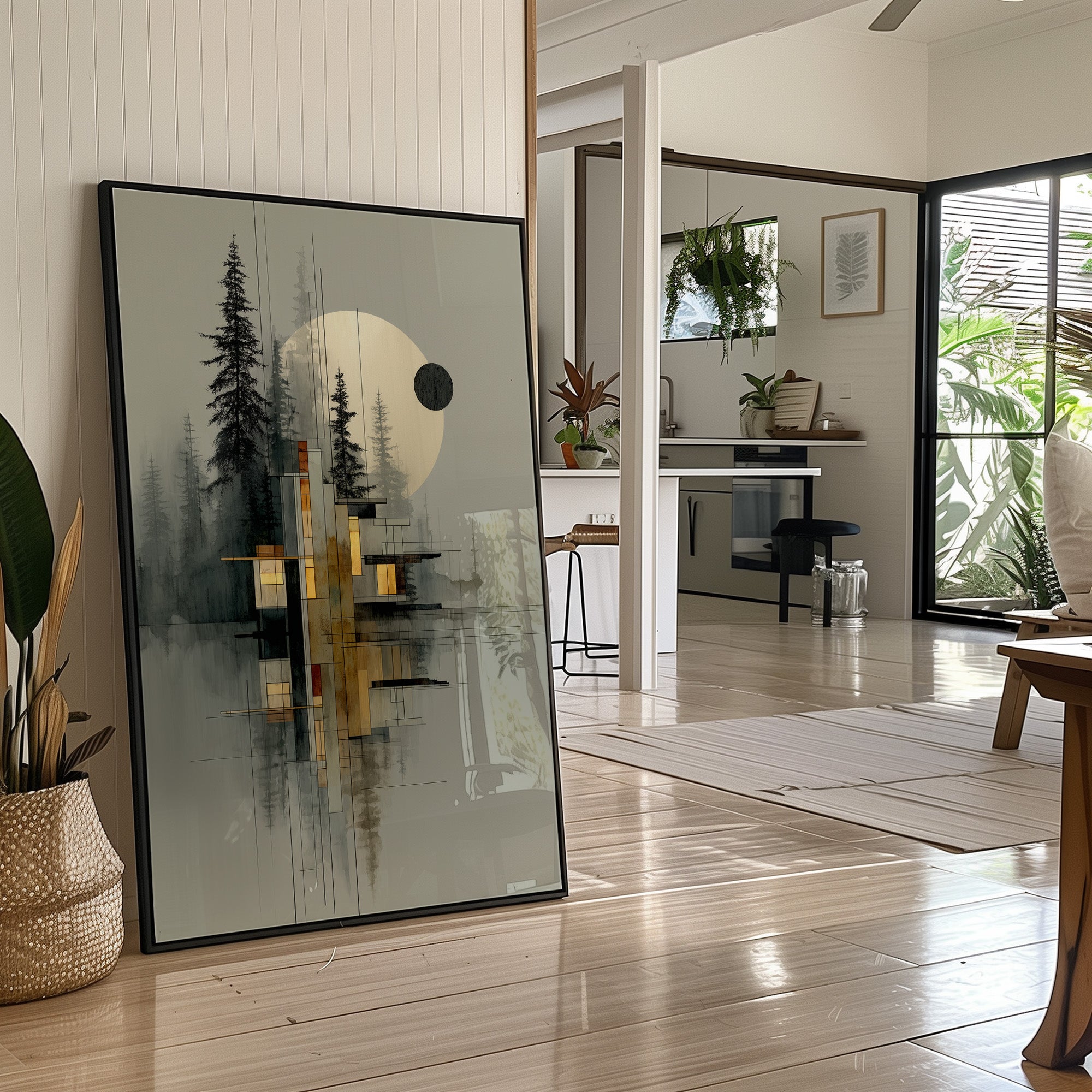 Geometric Pines Meet Rising Moon