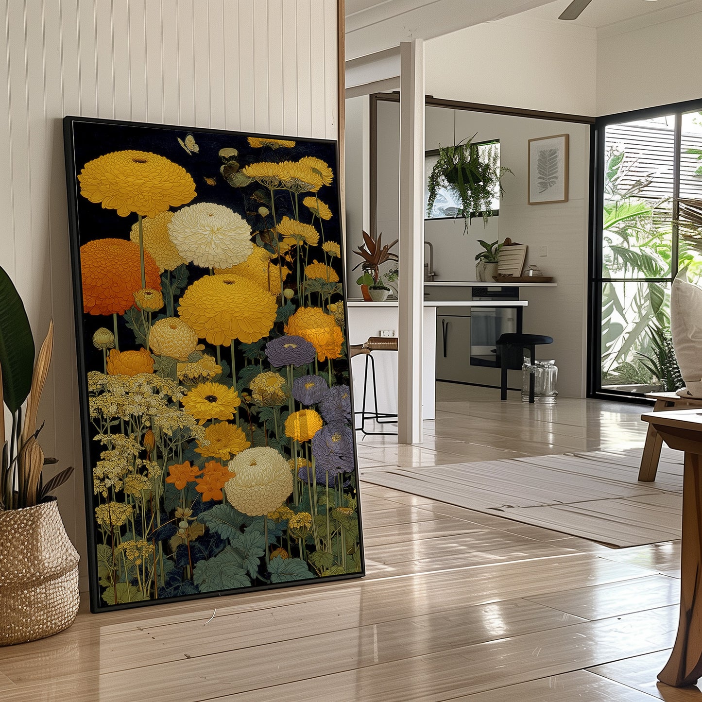 Golden Blooms Dance Through Midnight Gardens