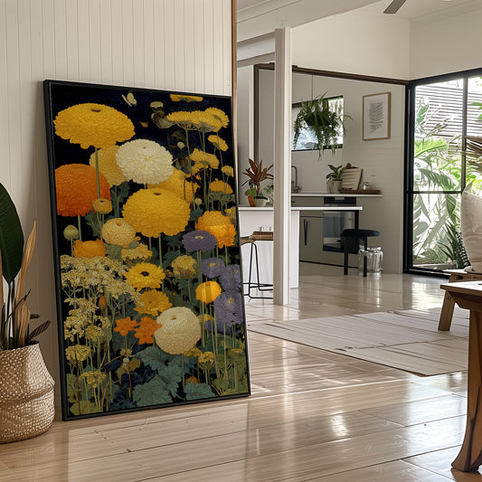 Golden Blooms Dance Through Midnight Gardens