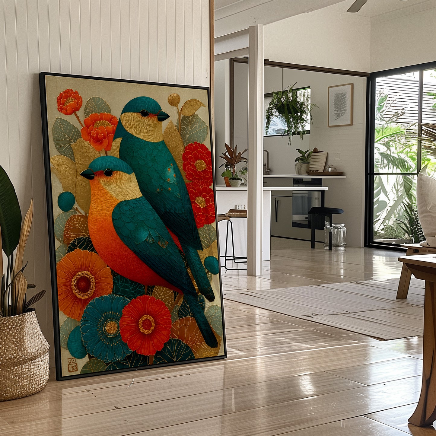 Birds Dance Among Coral Blooms