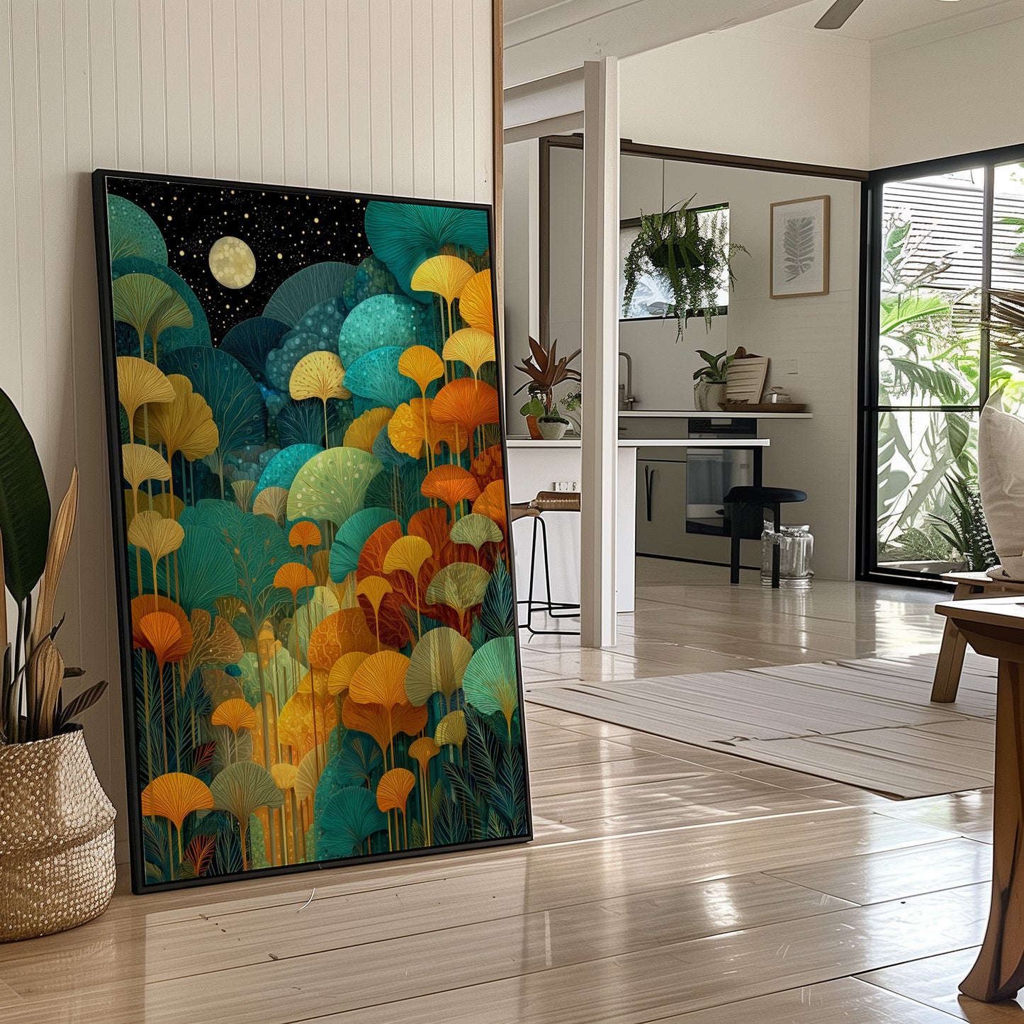 Moonlit Ginkgo Garden Glows Bright