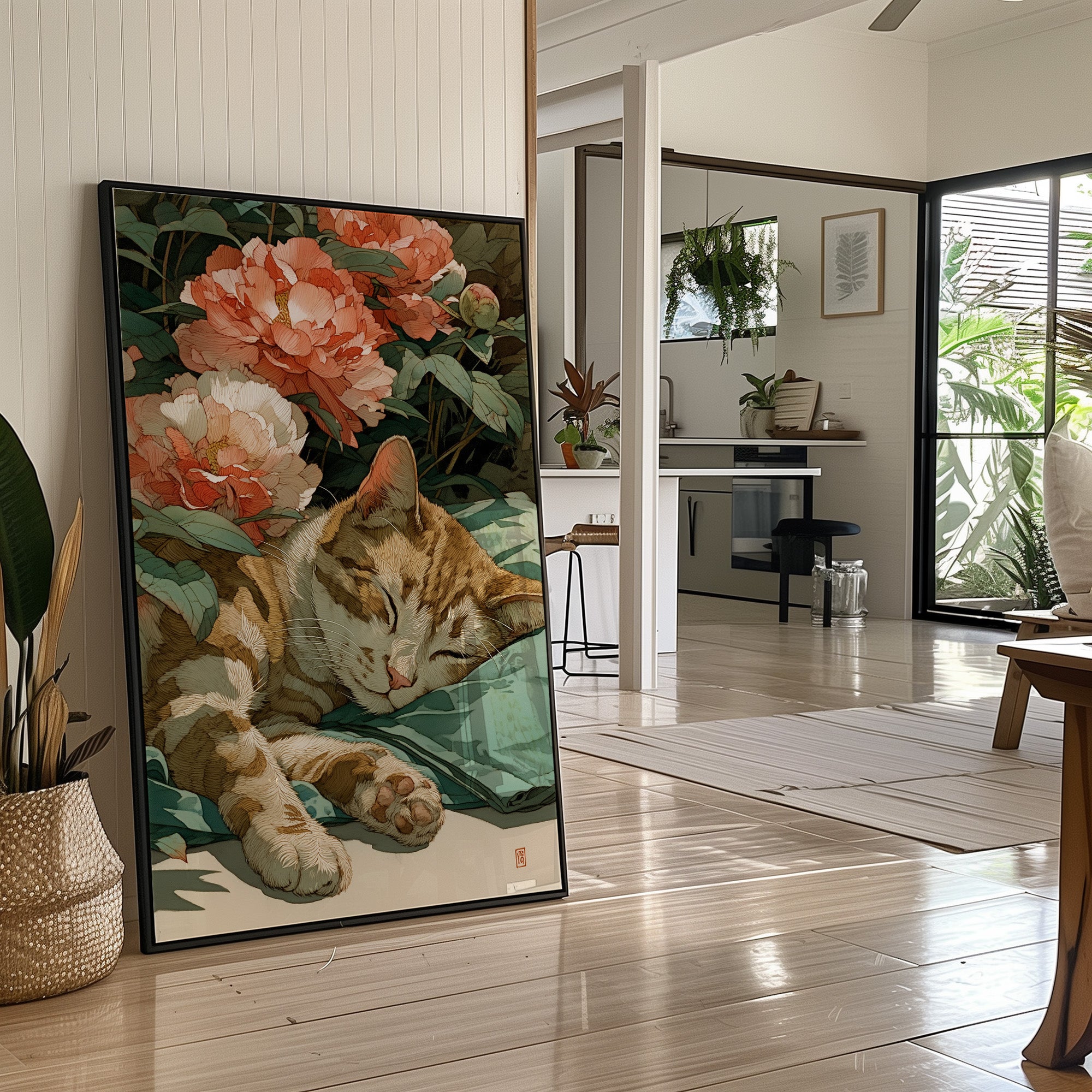 Afternoon Naps Between Coral Peonies