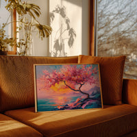 Cherry Blossoms Paint The Ocean Sunset