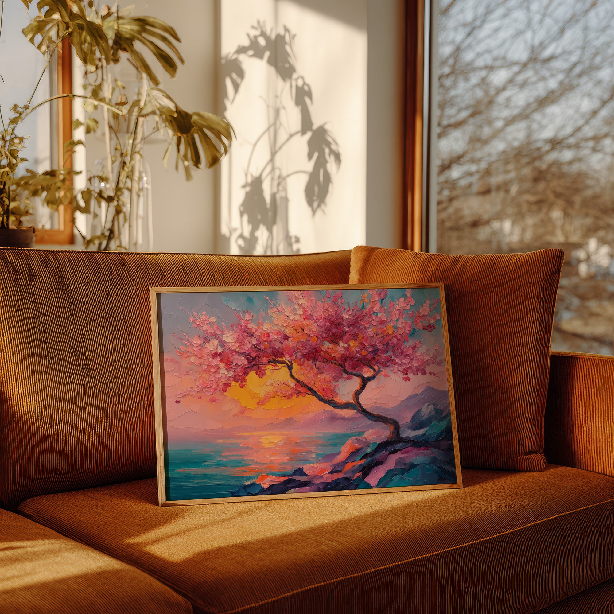 Cherry Blossoms Paint The Ocean Sunset
