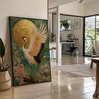 Sacred Crane Greets Golden Dawn