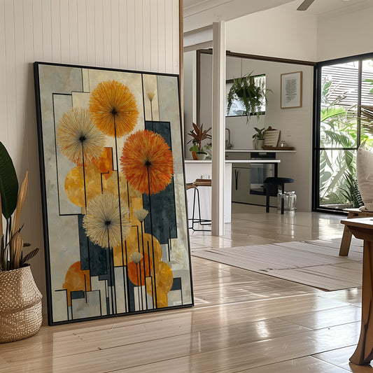 Sunbursts Dance Through Geometric Gardens