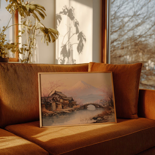 Cherry Blossoms Bridge Ancient Waters