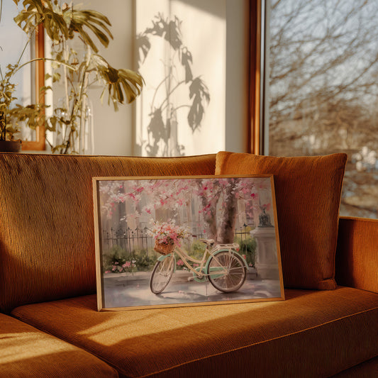 Blossoms Drift Past Vintage Wheels