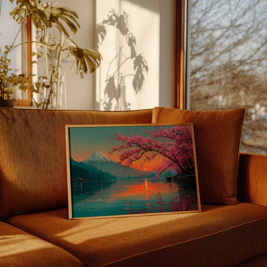 Cherry Blossoms Paint The Sunset Lake