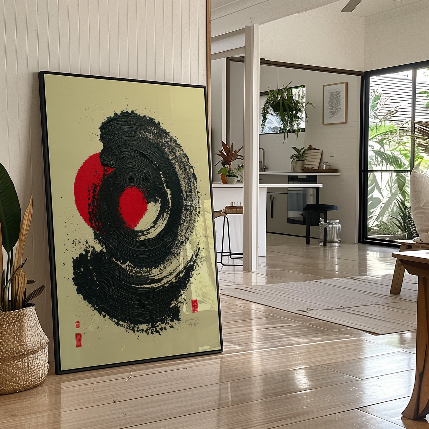 Red Sun Dances Through Ink