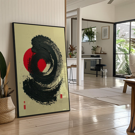 Red Sun Dances Through Ink