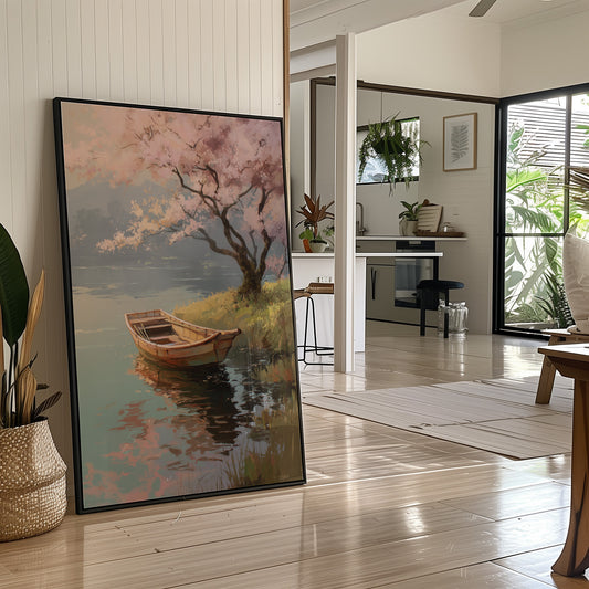 Cherry Blossoms Guard The Quiet Harbor