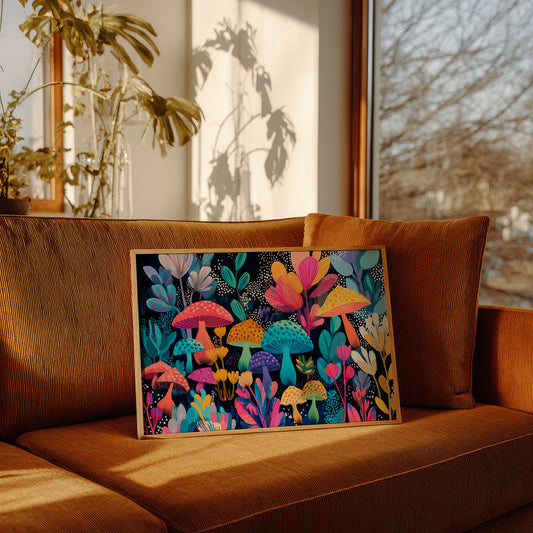 Midnight Garden's Neon Mushroom Ballet