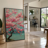 Cherry Blossoms Dance In Turquoise Light