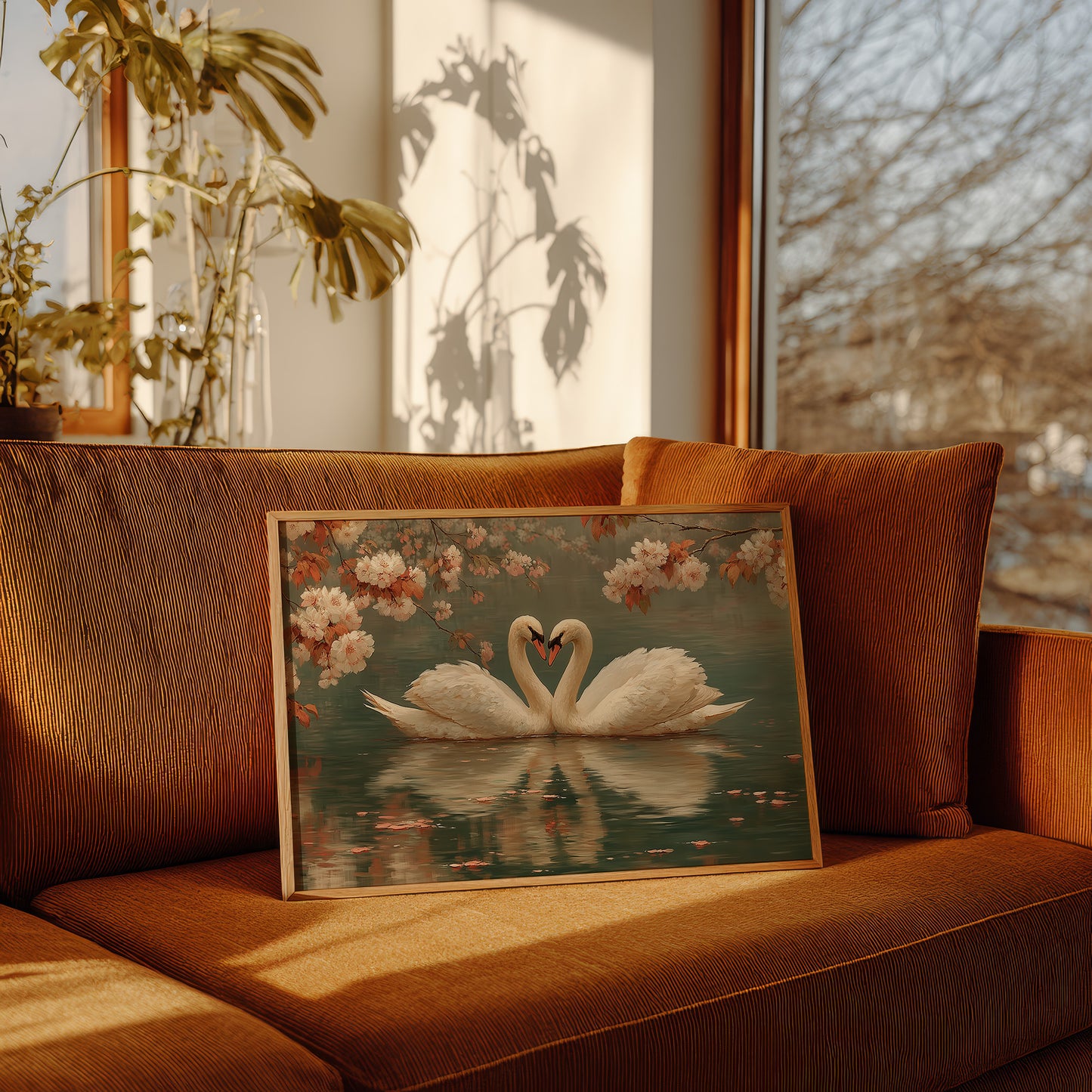 Swans Dance Under Cherry Blossoms