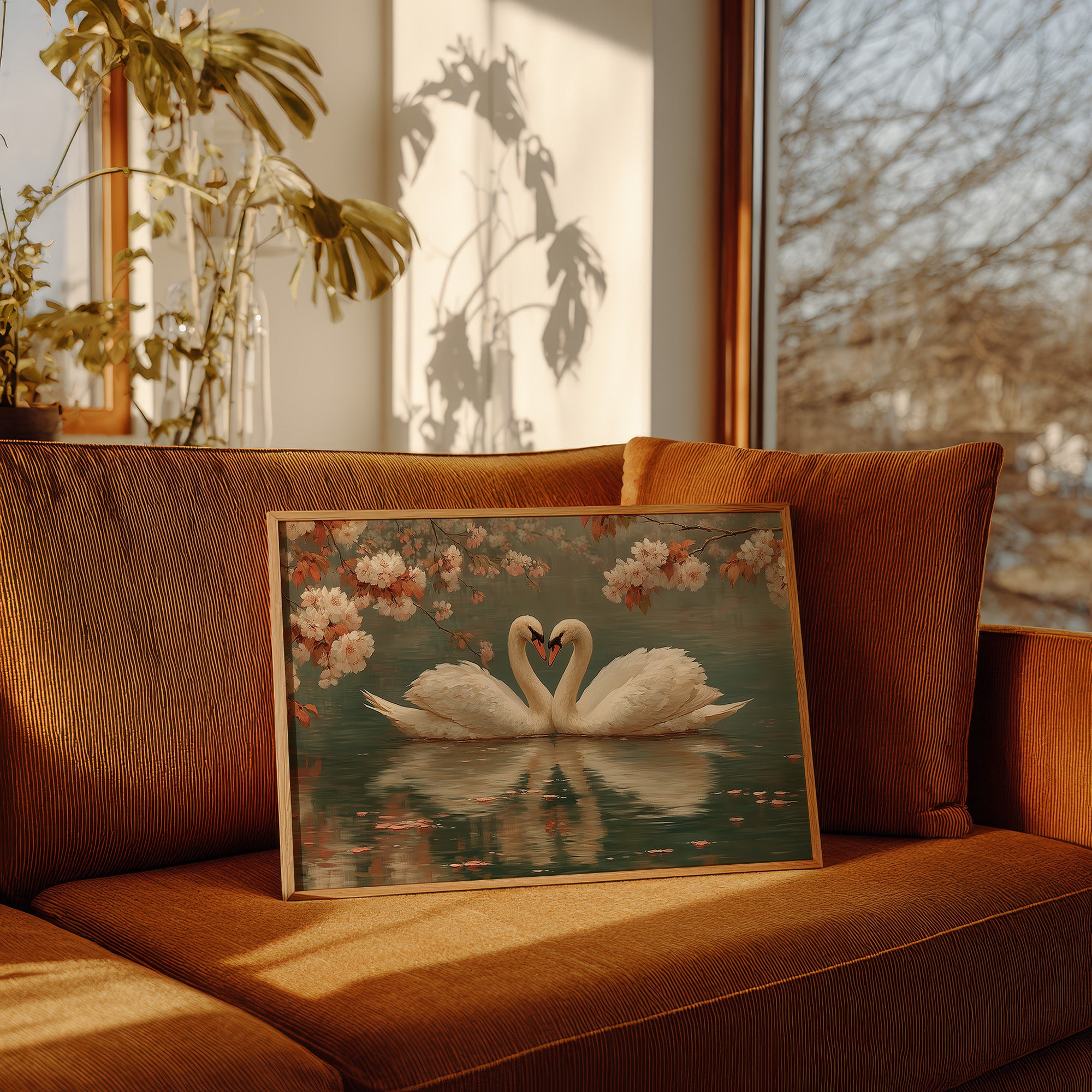 Swans Dance Under Cherry Blossoms