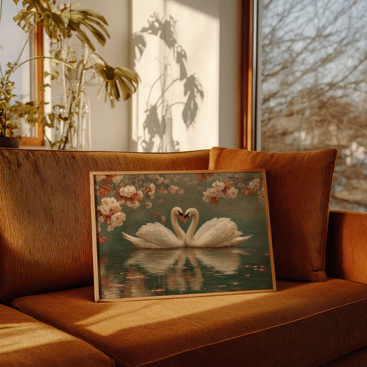 Swans Dance Under Cherry Blossoms