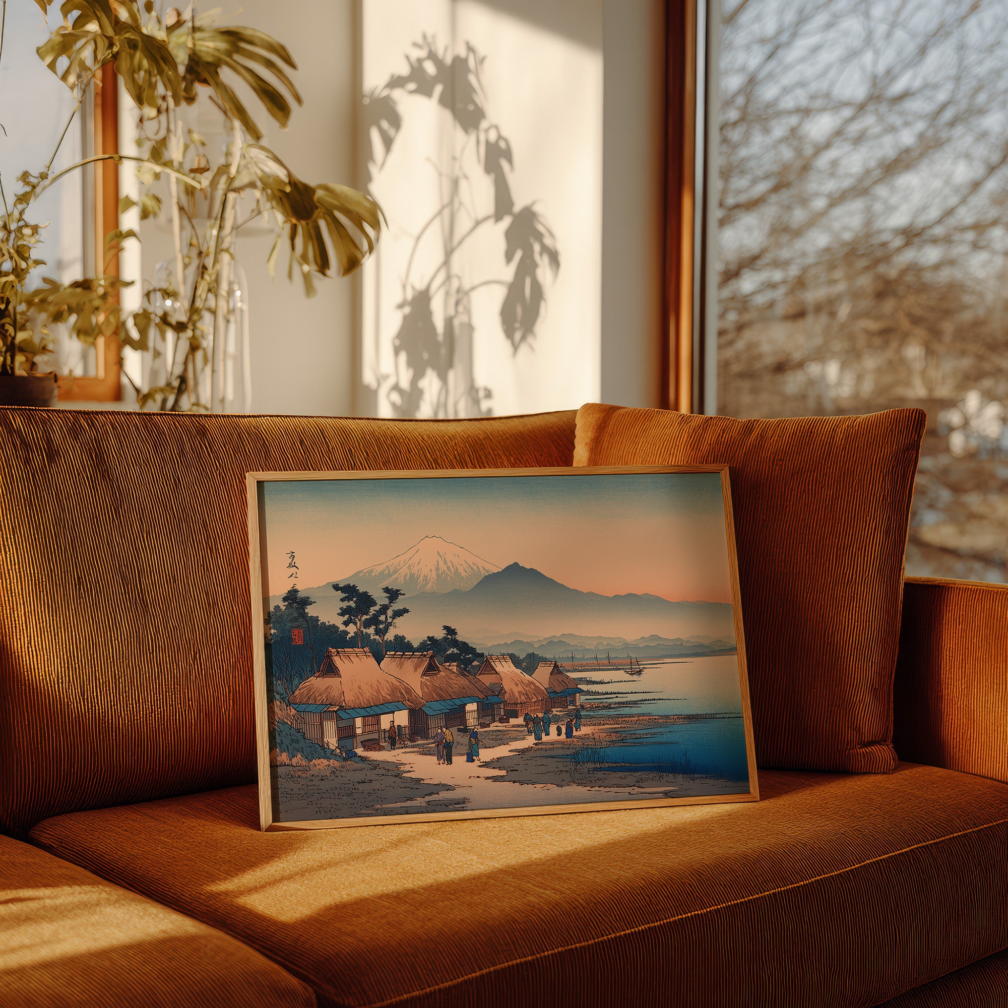 Coastal Village Greets Mountain Dawn