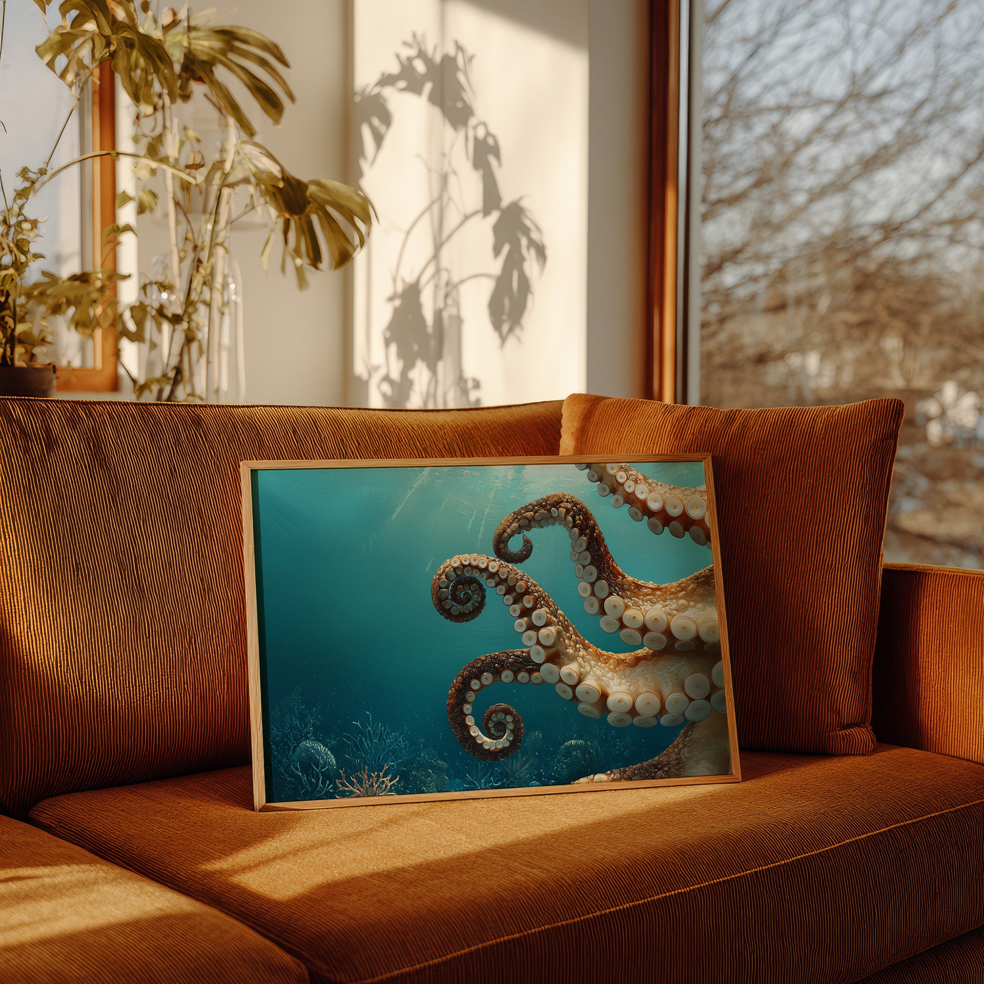 Tentacles Dance In Turquoise Depths