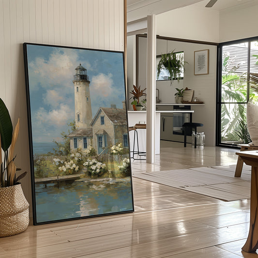 Coastal Keeper With Blooming Garden