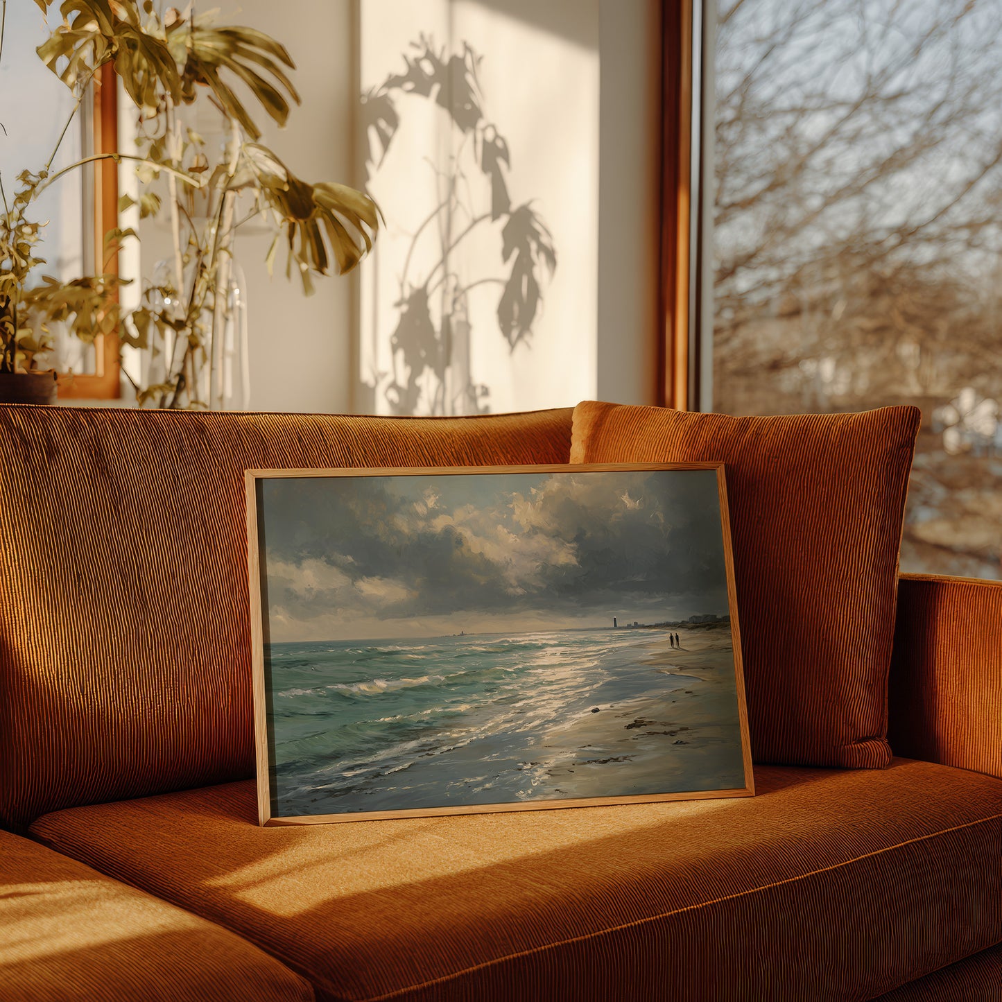 Sunbeams Pierce Coastal Storm Clouds
