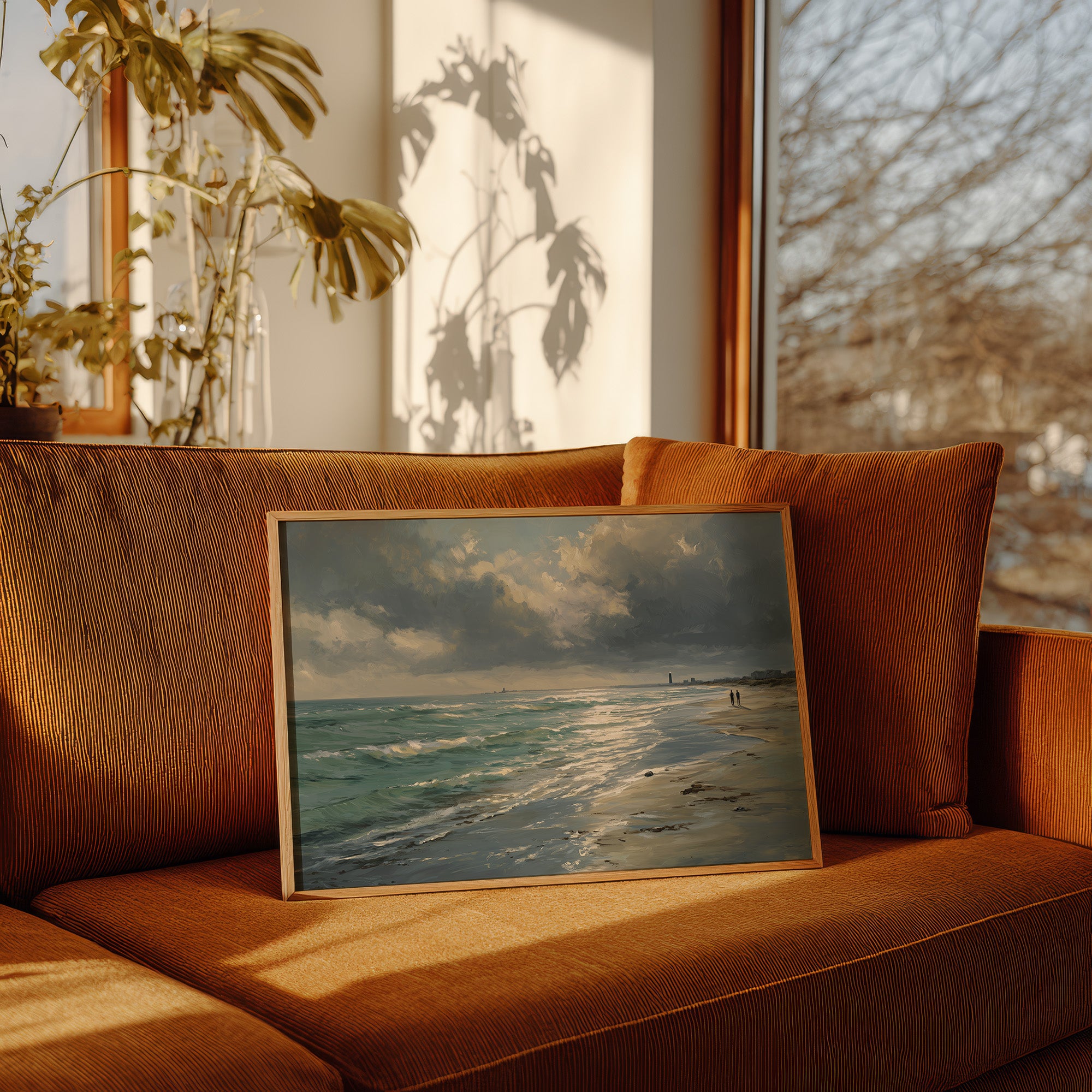 Sunbeams Pierce Coastal Storm Clouds