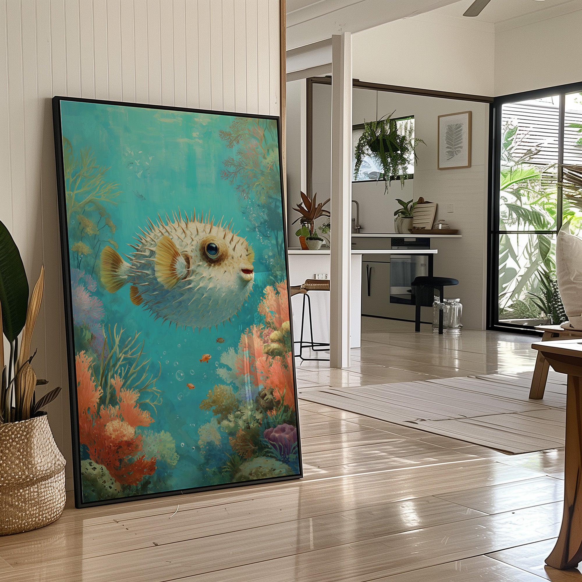 Pufferfish Dances Through Coral Symphony