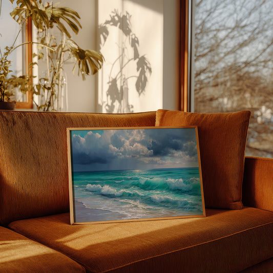 Turquoise Tides Meet Storm Clouds