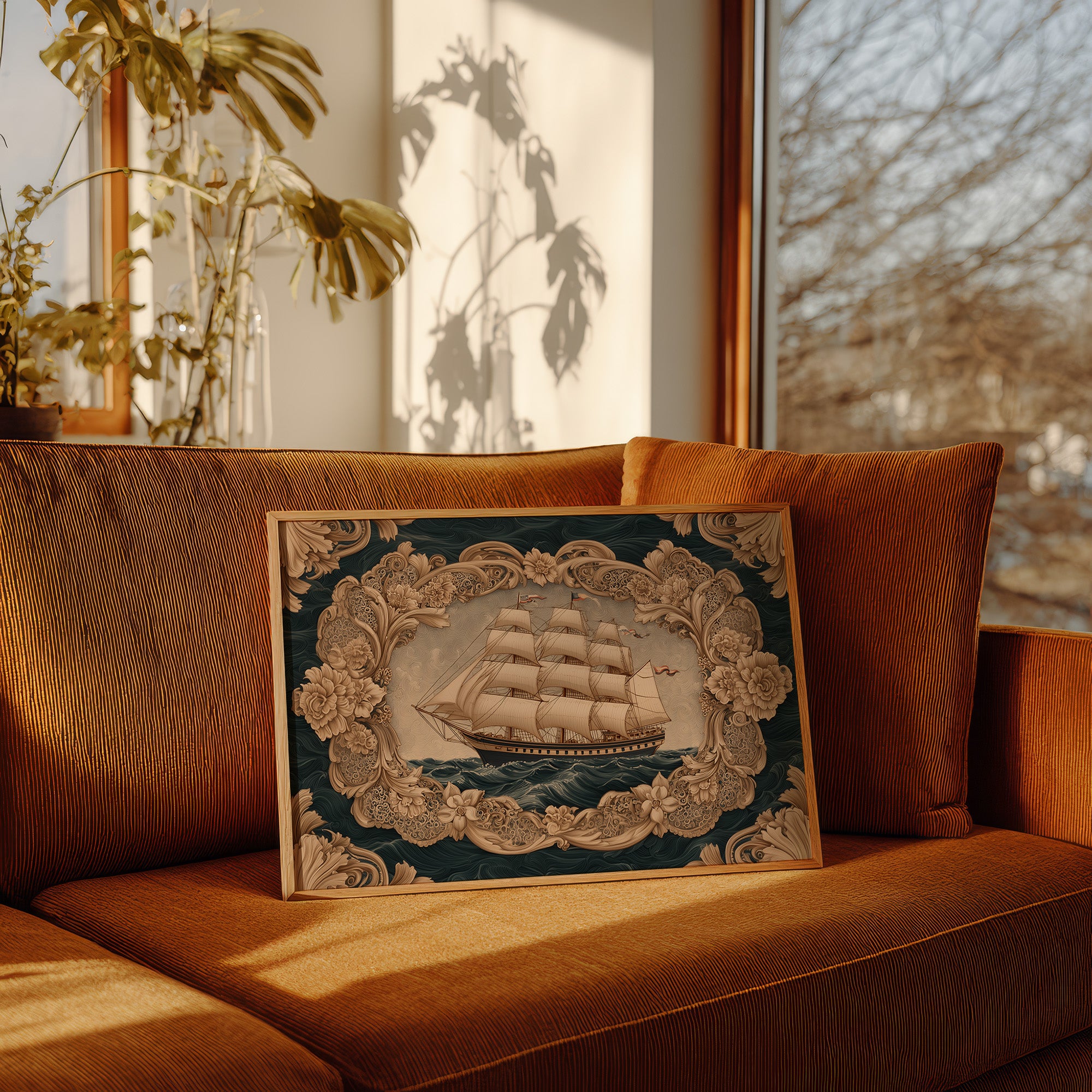 Tall Ships Through Ornate Seas