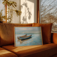 Canoes Rest On Azure Shores