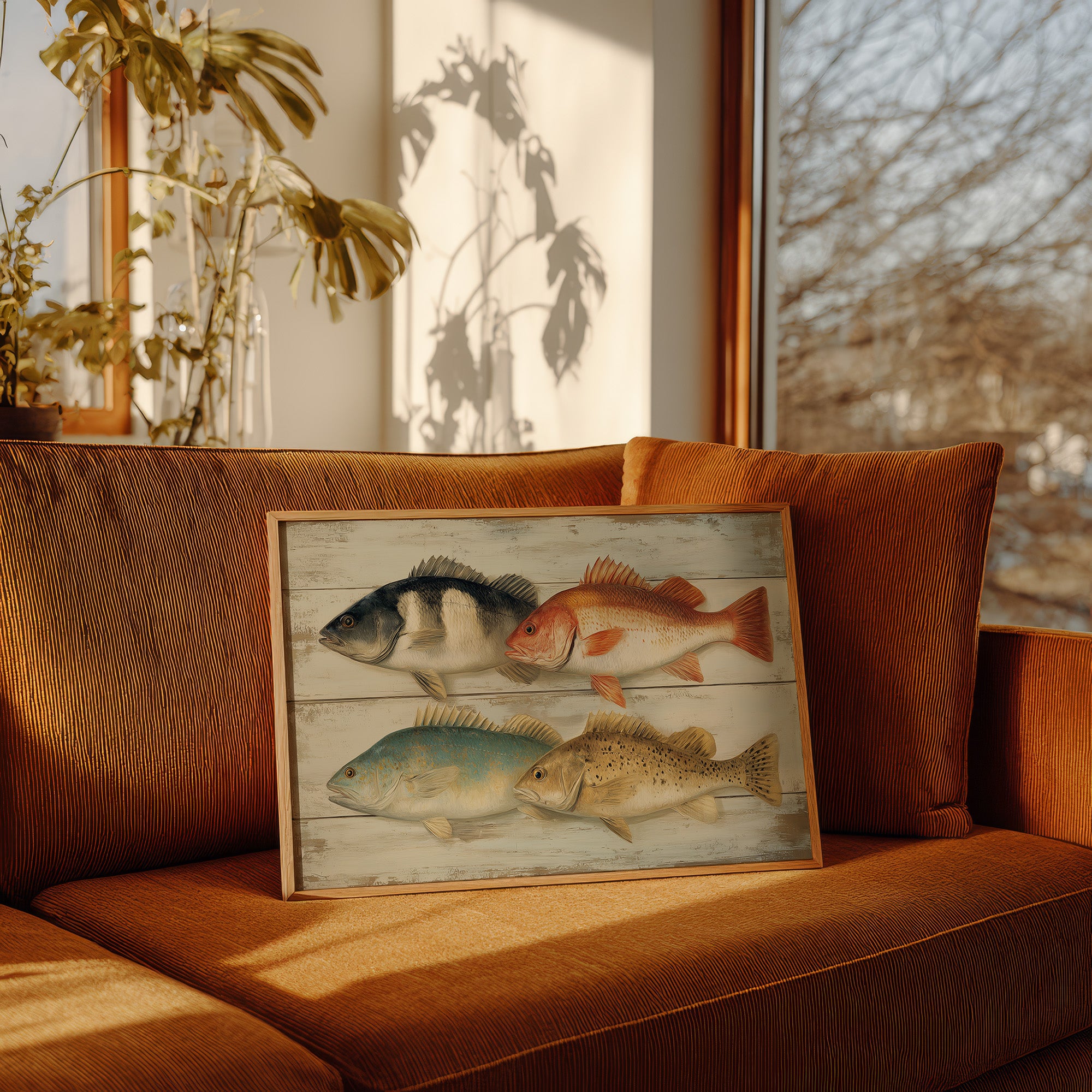 Coastal Catch On Weathered Boards