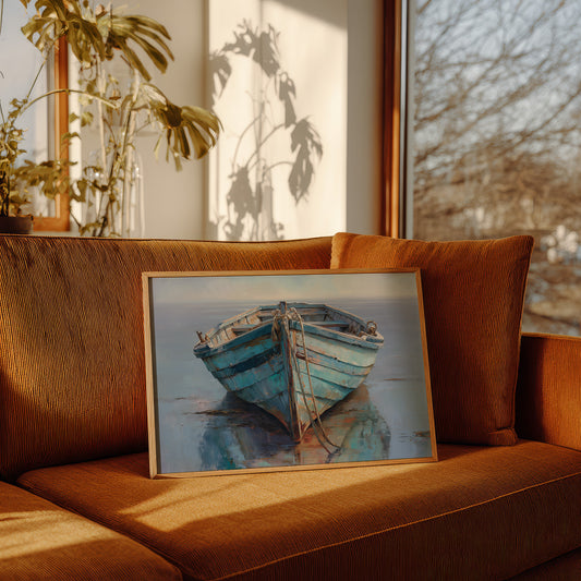Blue Boat Rests At Tide