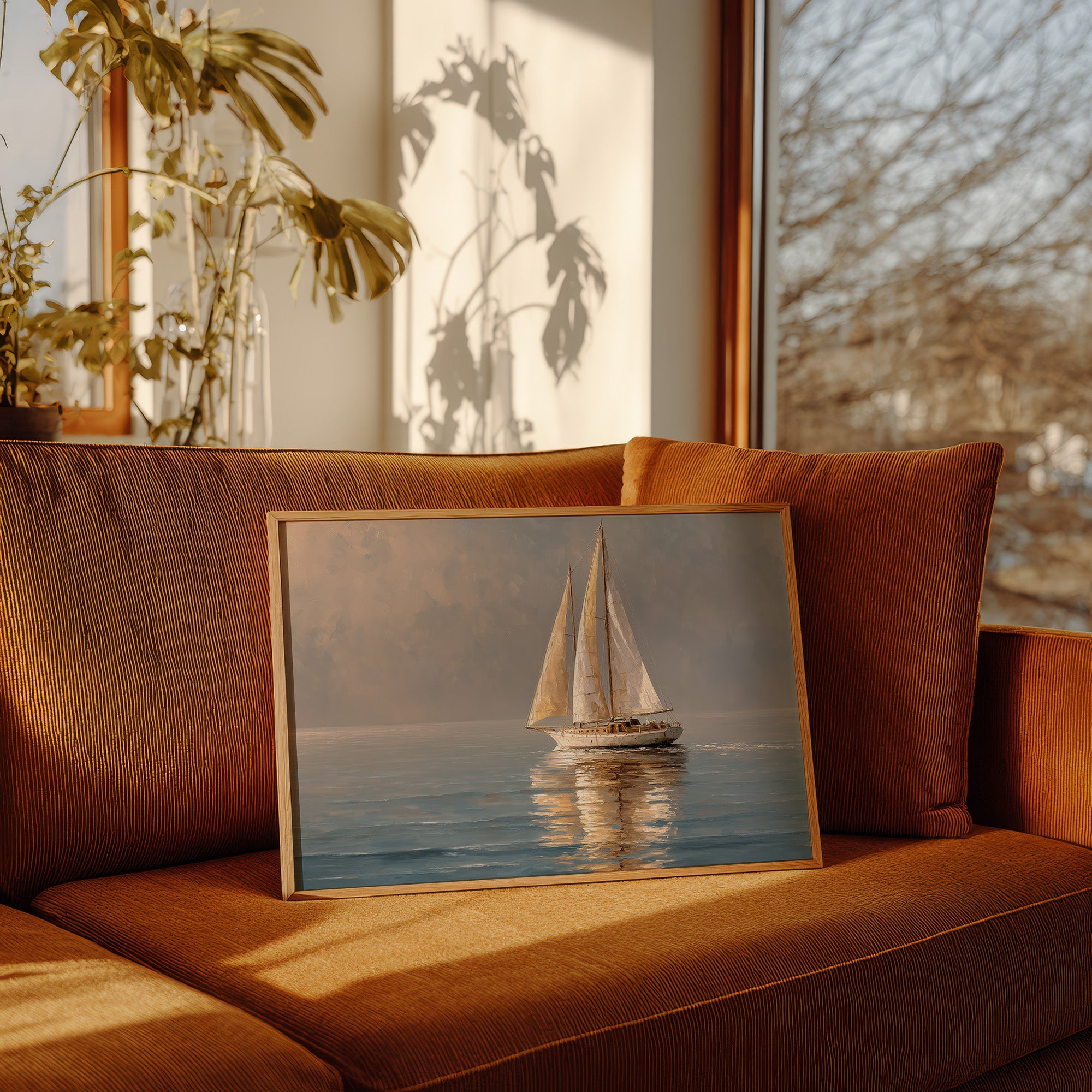 Golden Sails Through Morning Mist