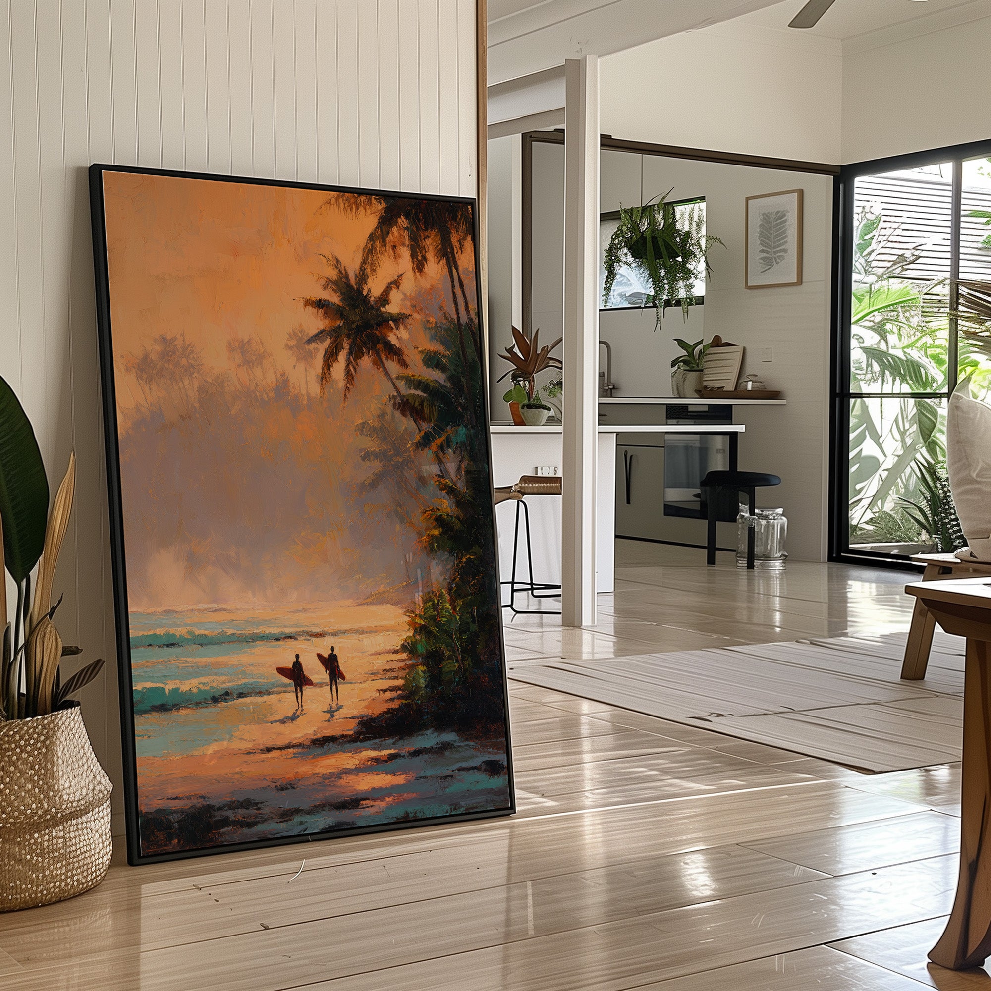 Sunset Surfers Await Their Wave