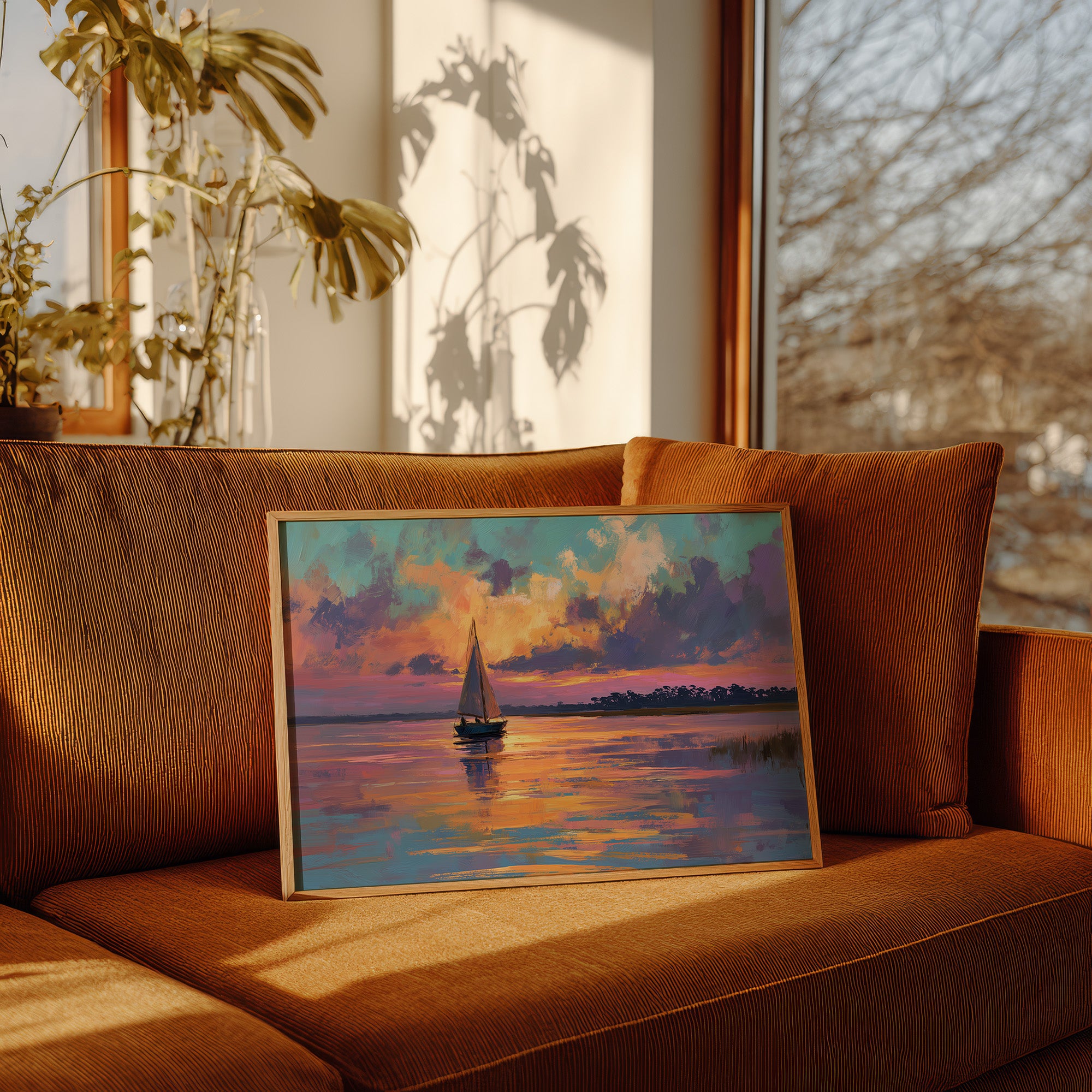 Sunset Voyage On Still Waters