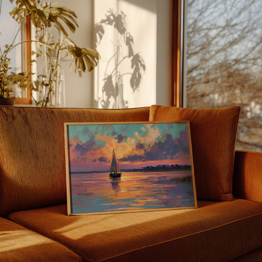 Sunset Voyage On Still Waters