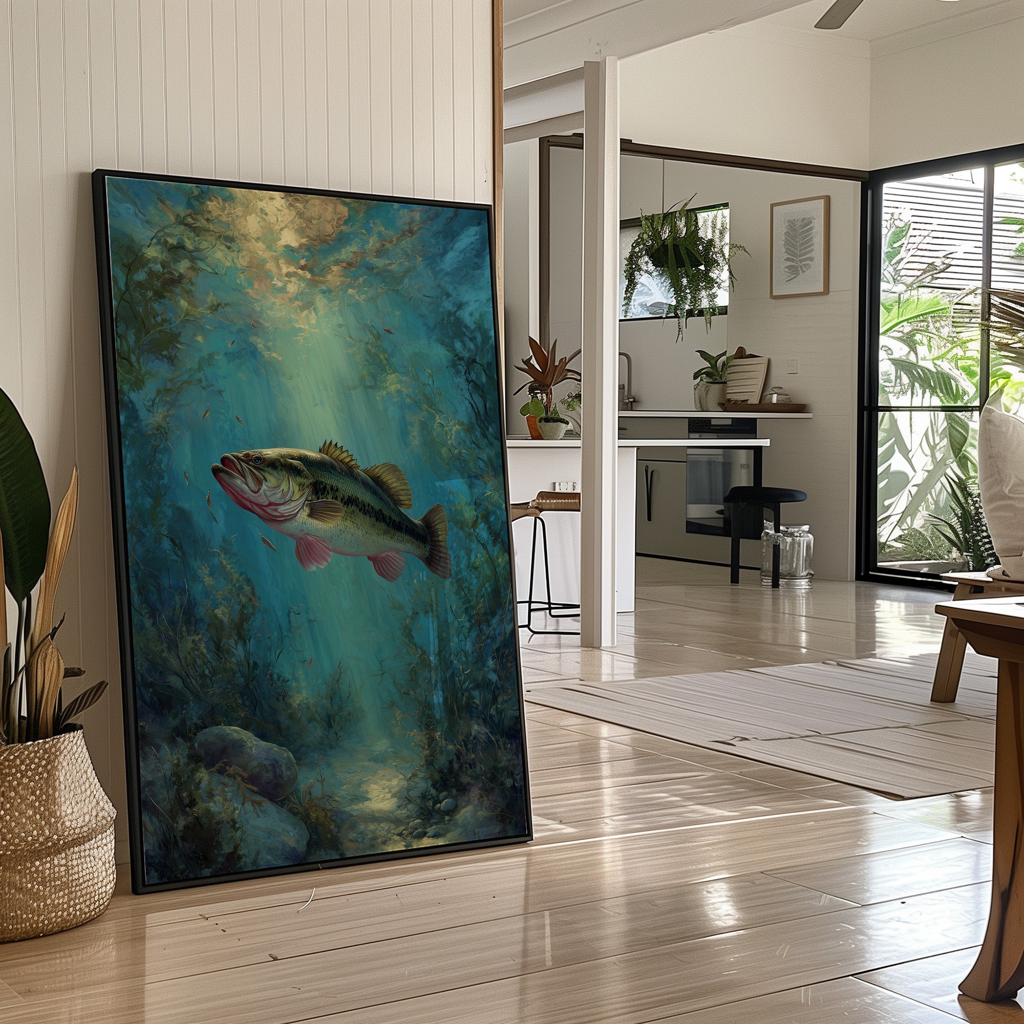 Sunlit Bass In Aqua Depths