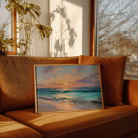 Turquoise Waves Meet Coral Sky