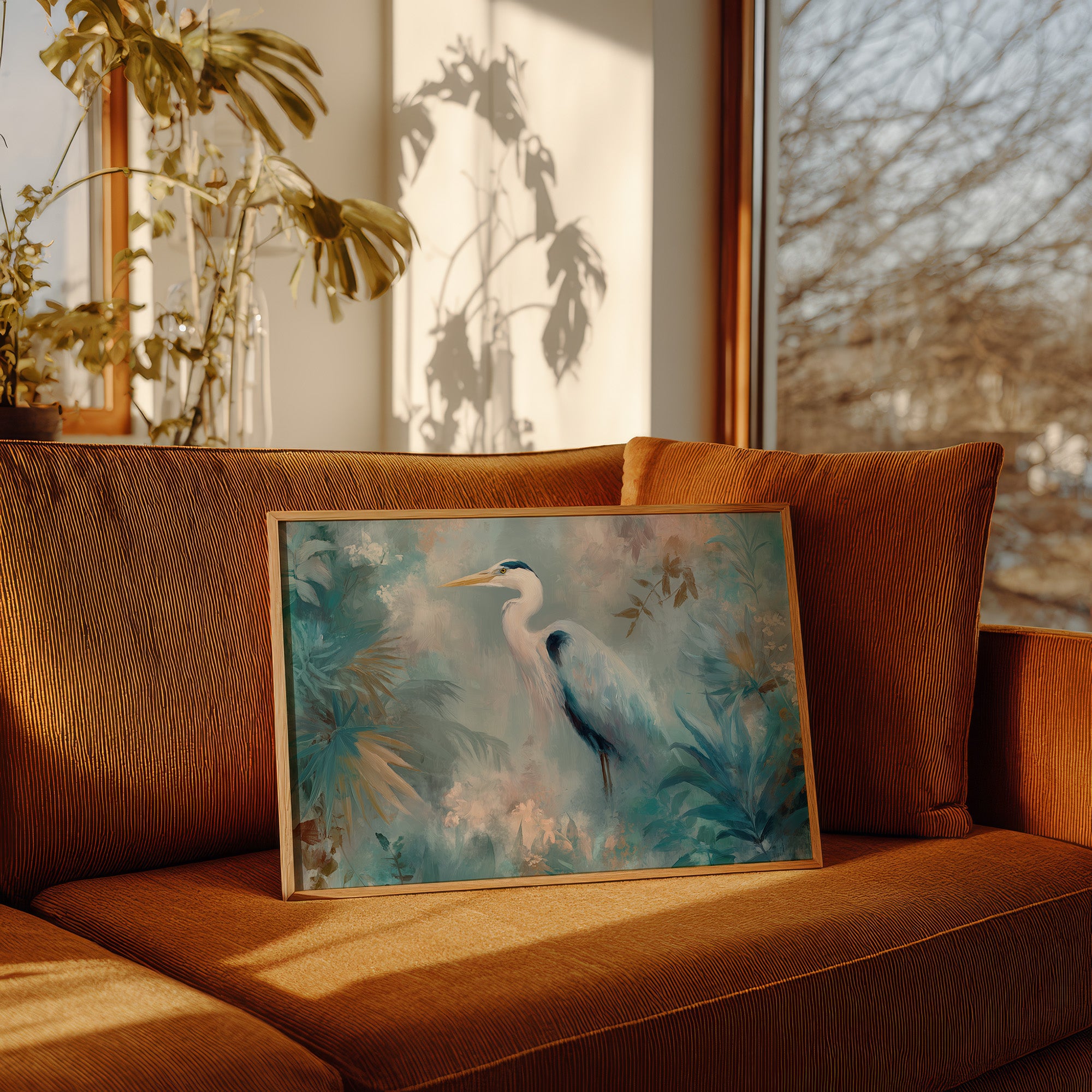 Egret In Misty Coastal Bloom