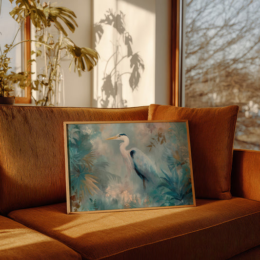 Egret In Misty Coastal Bloom