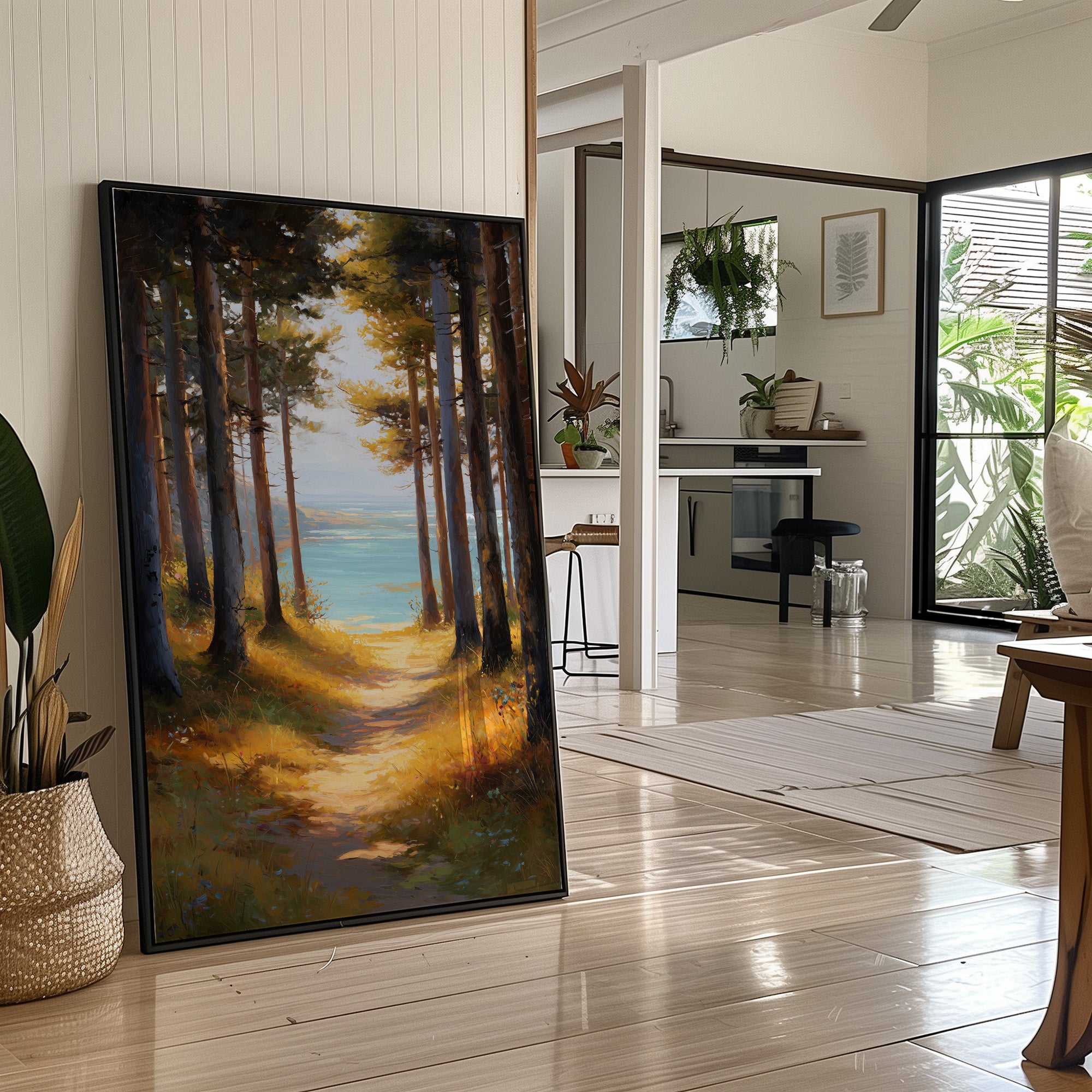 Forest Path Meets Azure Waters