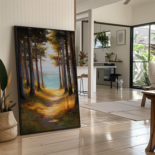 Forest Path Meets Azure Waters