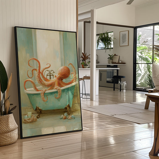 Octopus Soaks In Vintage Tub