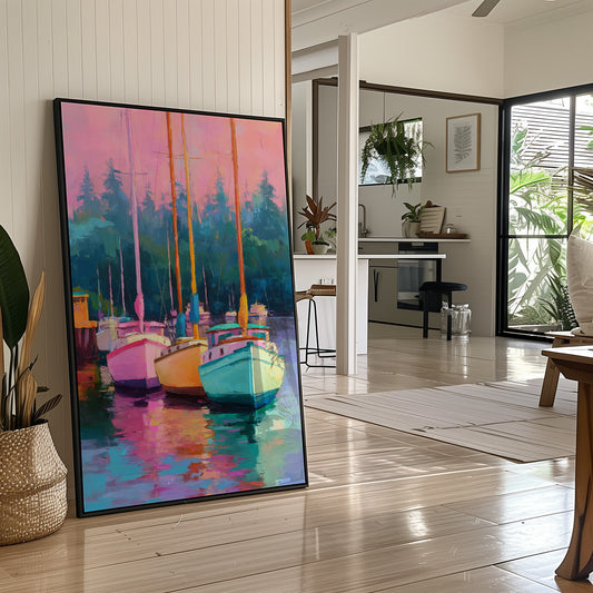 Pastel Fleet At Twilight Harbor