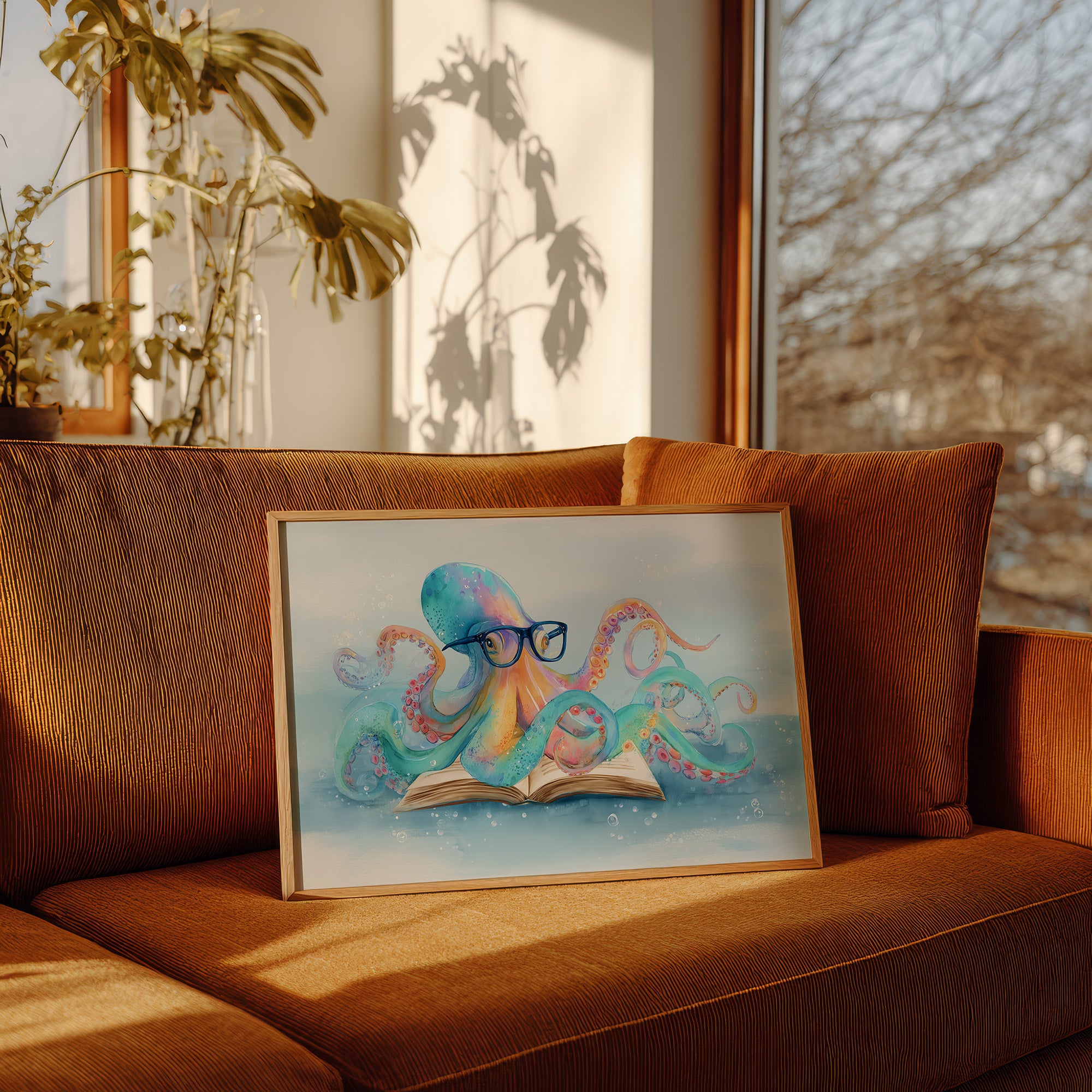 Curious Octopus Reads Ancient Tomes