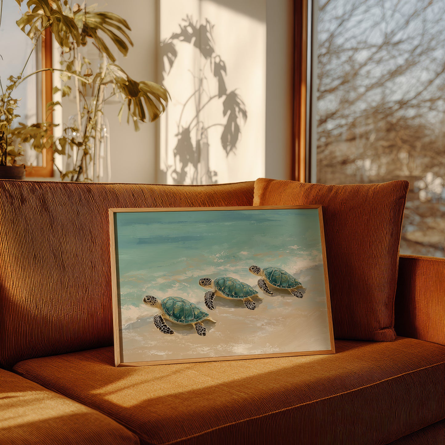 Sea Turtles Drift Through Turquoise