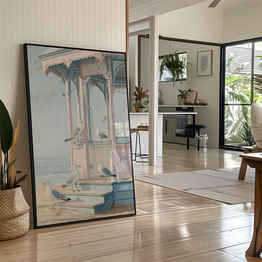 Seagulls Gather At Seaside Pavilion